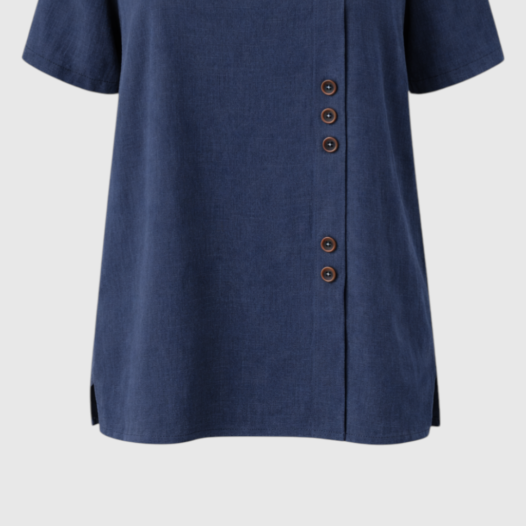 Women's Linen Button-Front Blouse - Lightweight, Breathable and
