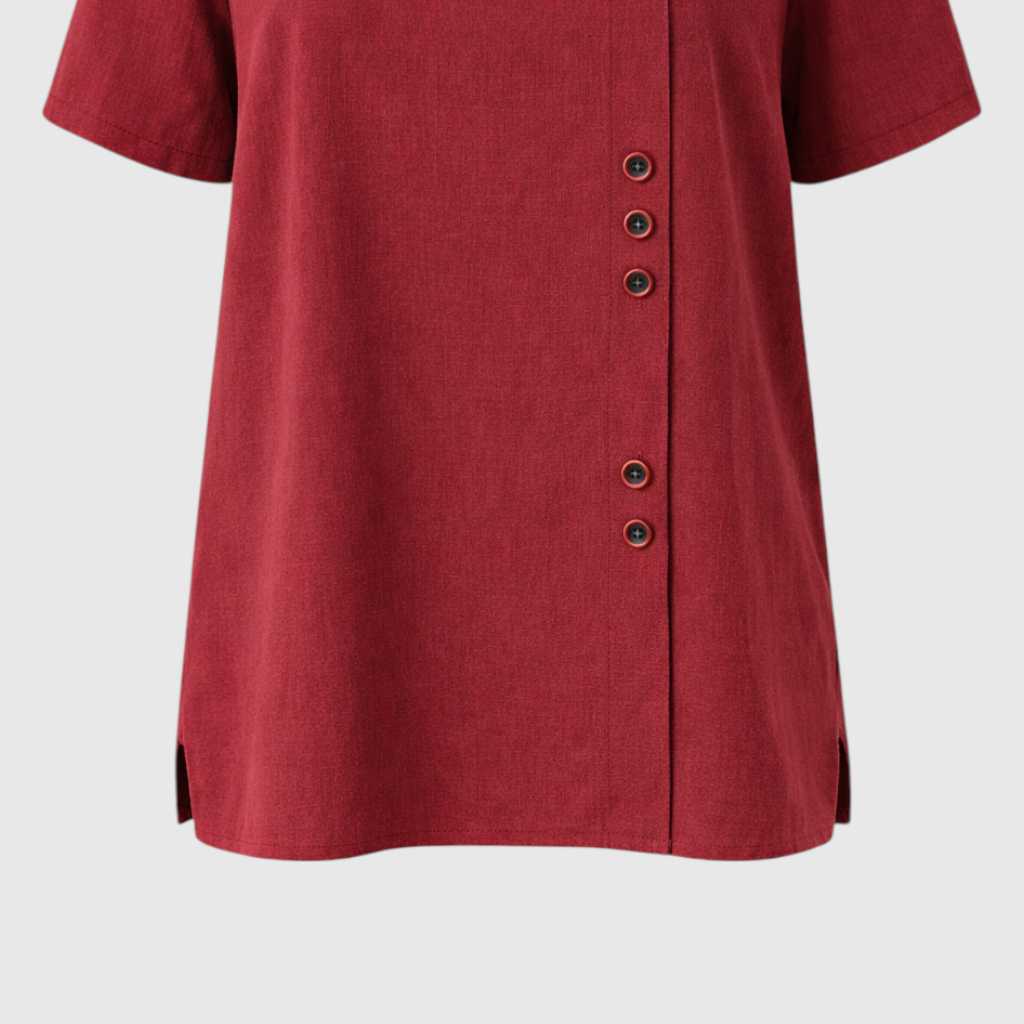 Women's Linen Button-Front Blouse - Lightweight, Breathable and
