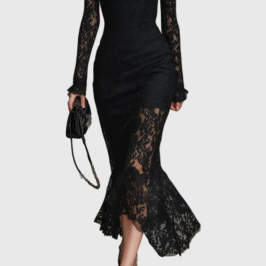 Women's Elegant Lace Fishtail Maxi Dress