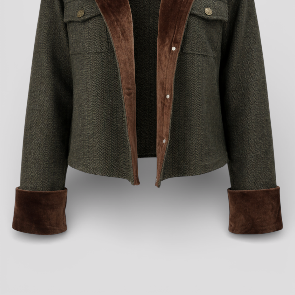 Women's Tweed Jacket with Velvet Detailing