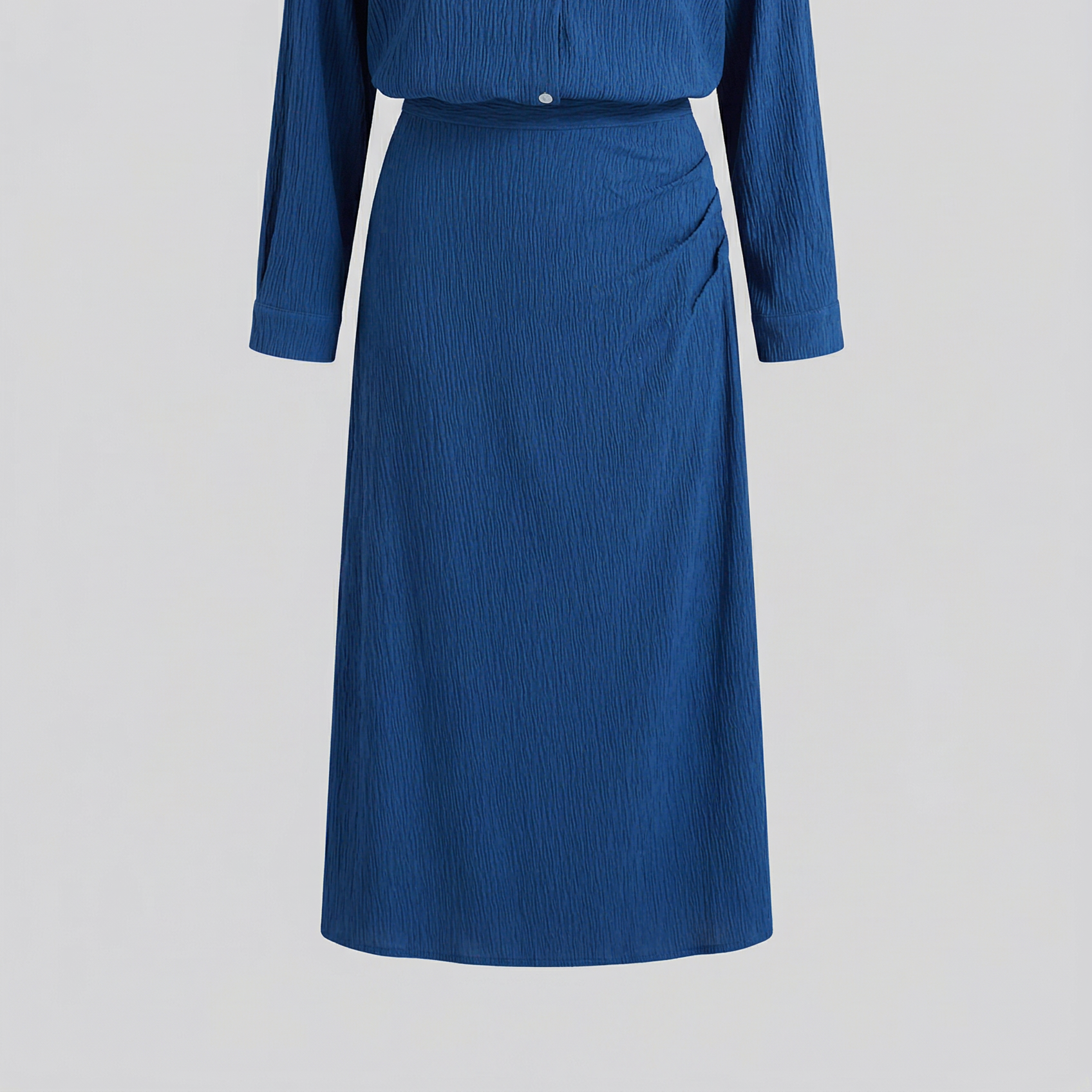 Women's Chic Navy Blue Long Skirt and Shirt Set