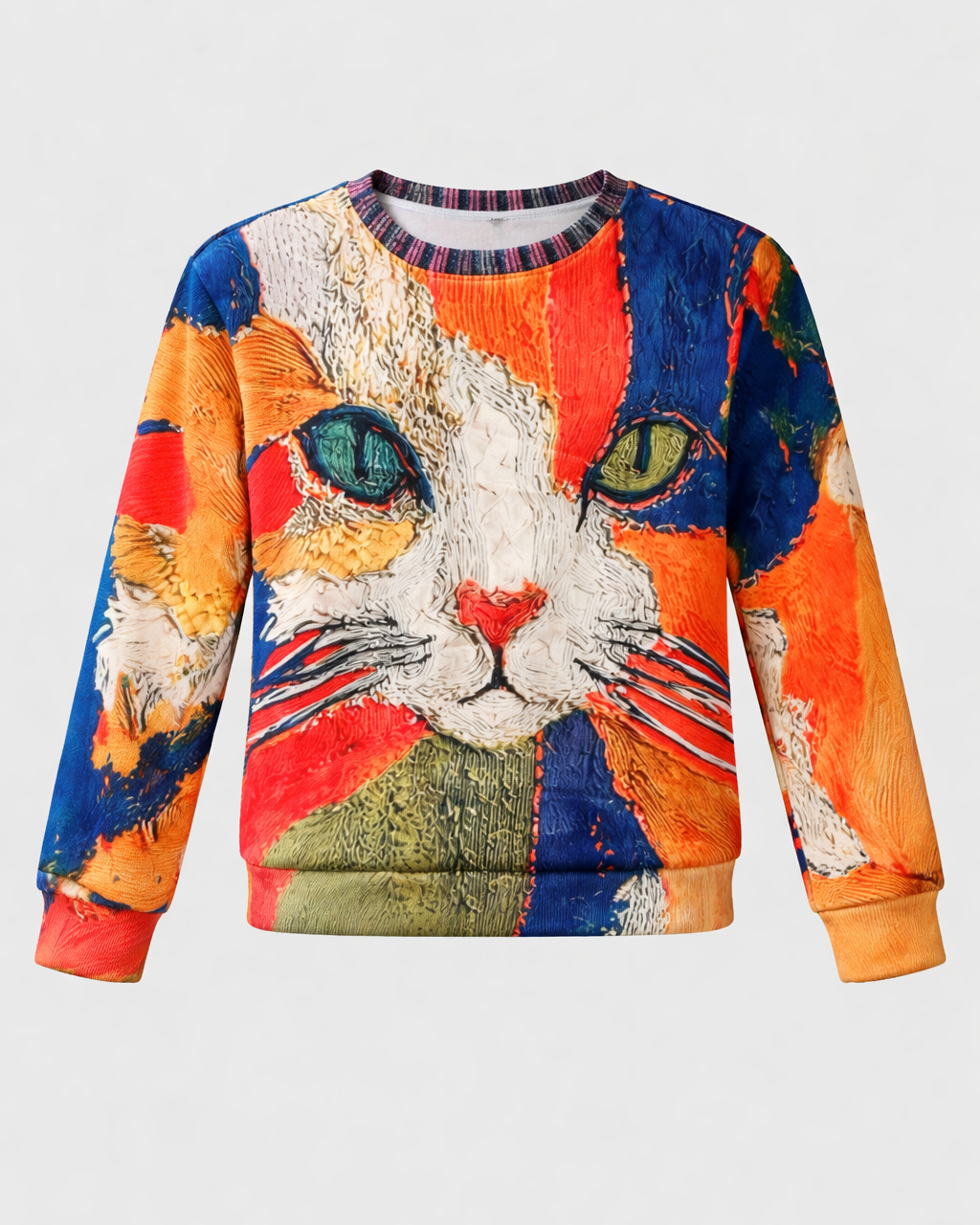 Artistic Cat Patchwork 3D Print Sweater | DUUWE