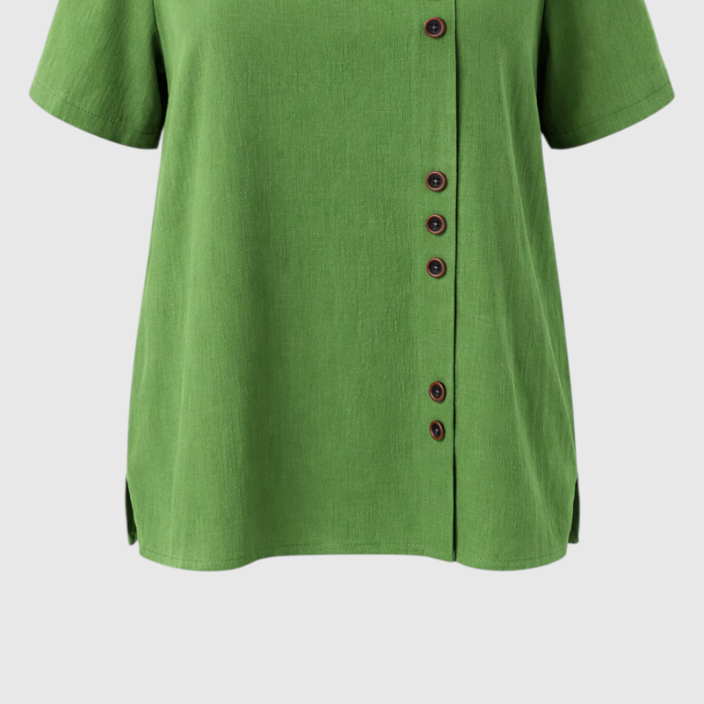 Women's Linen Button-Front Blouse - Lightweight, Breathable and