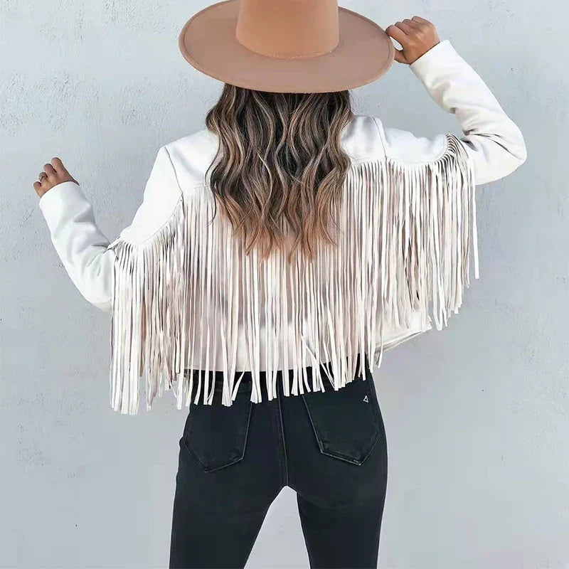 Suede Fringe Cropped Jacket – Effortless Boho-Chic with Luxe Fringe Detailing