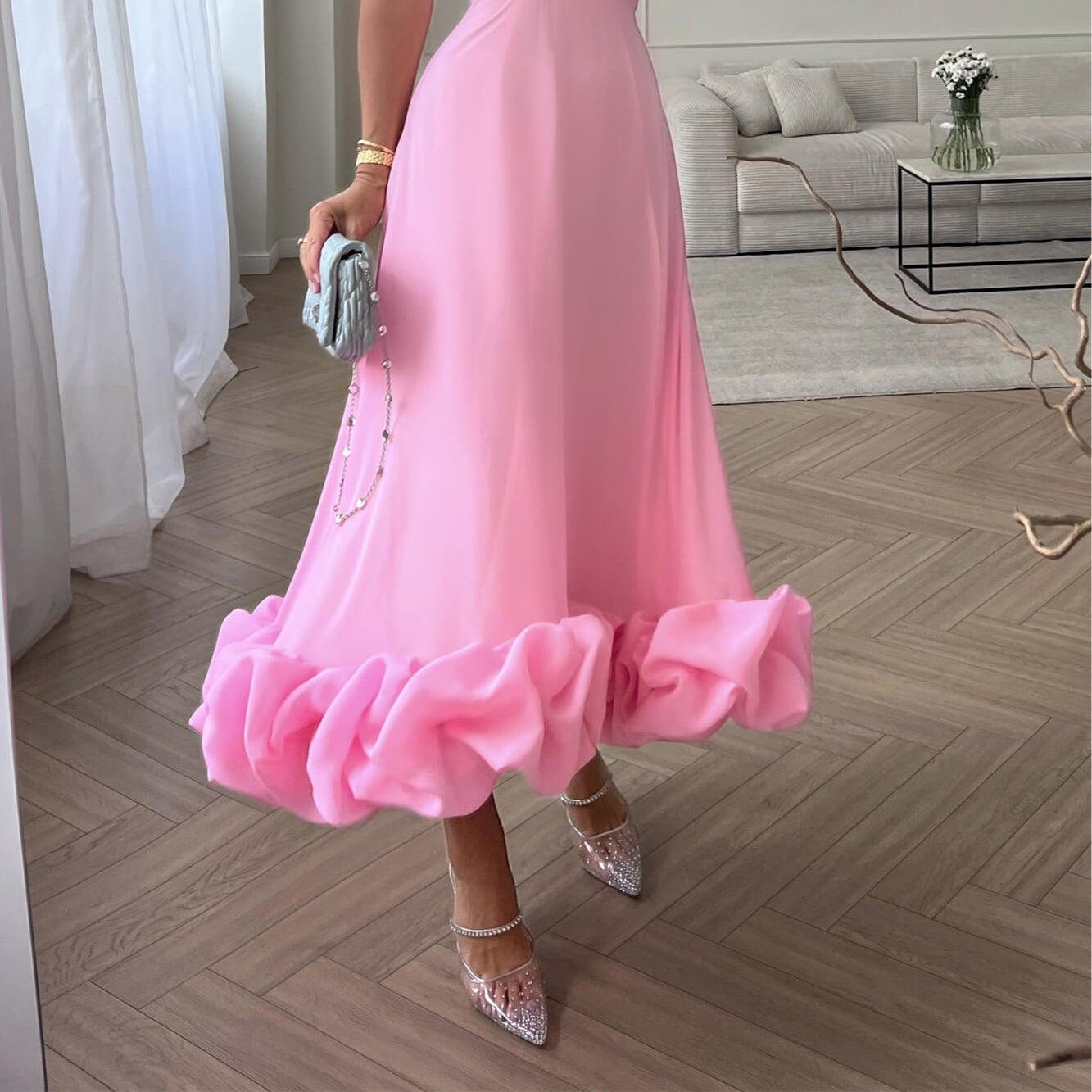 Women's Elegant A-line Maxi Dress with Stylish Suspenders and