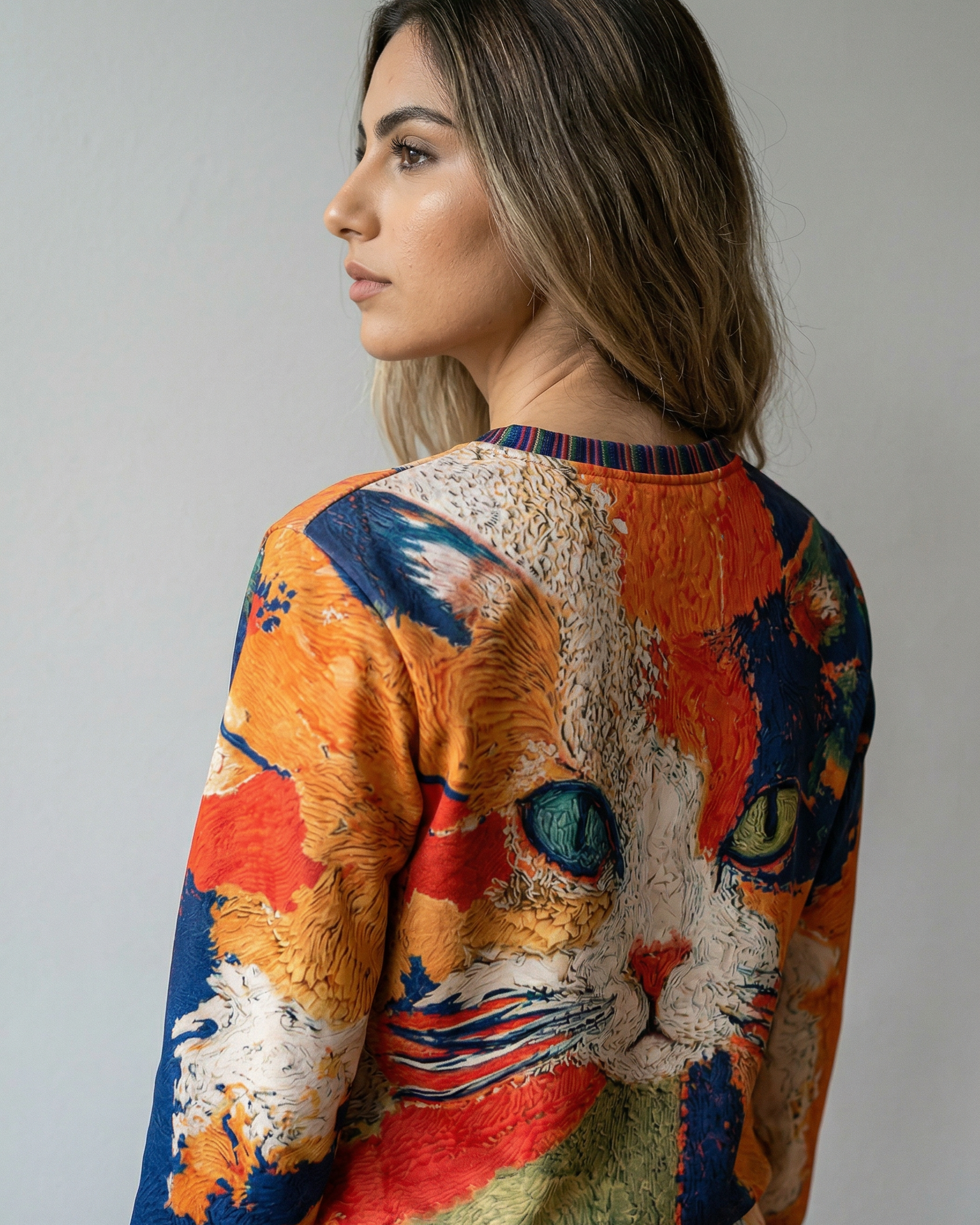 Artistic Cat Patchwork 3D Print Sweater | DUUWE