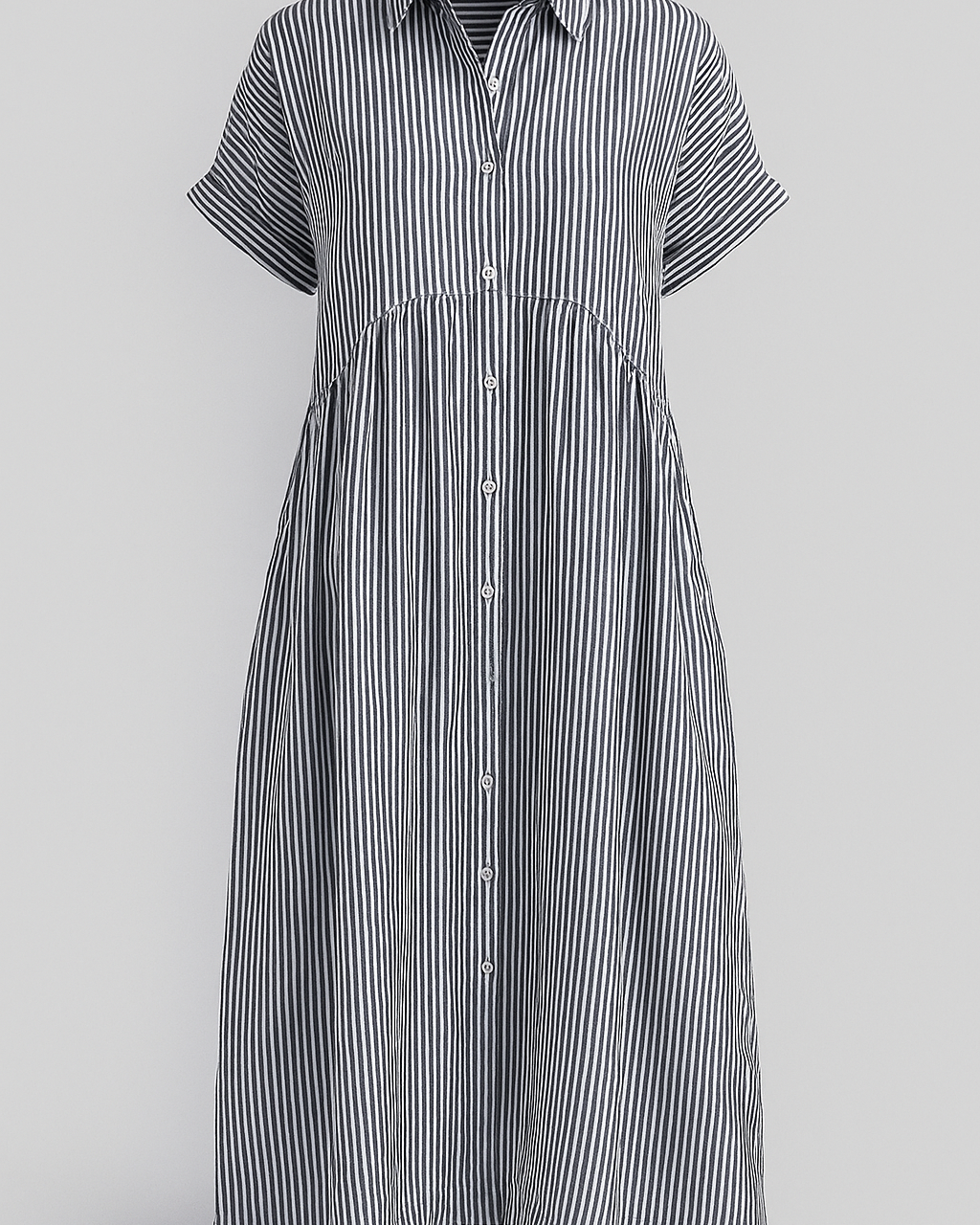 Chic Women's Elegant Midi Dress with Convenient Pockets