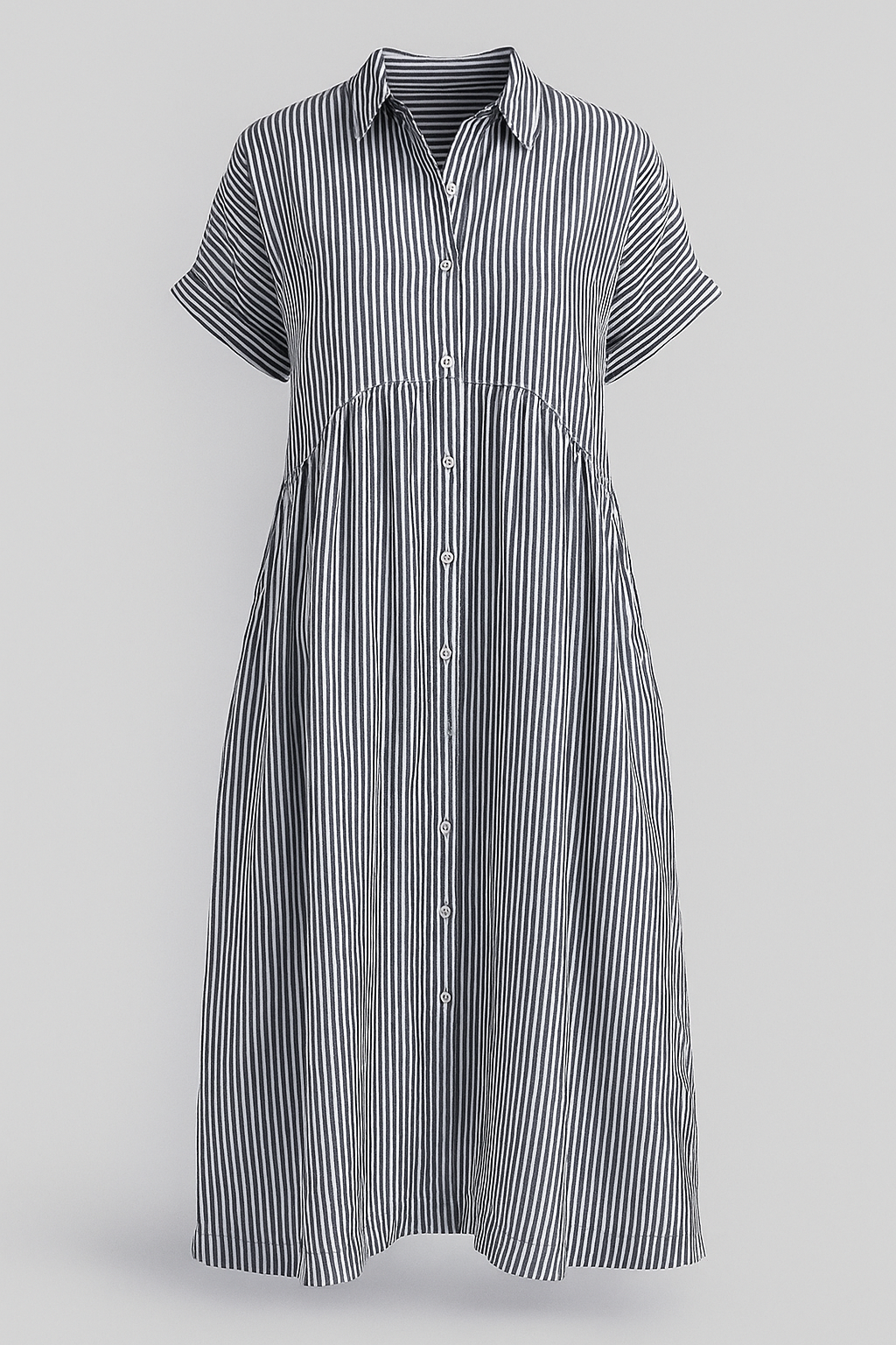 Chic Women's Elegant Midi Dress with Convenient Pockets