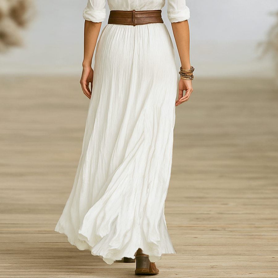 Chic Women's Long Maxi Dress with Notched Collar