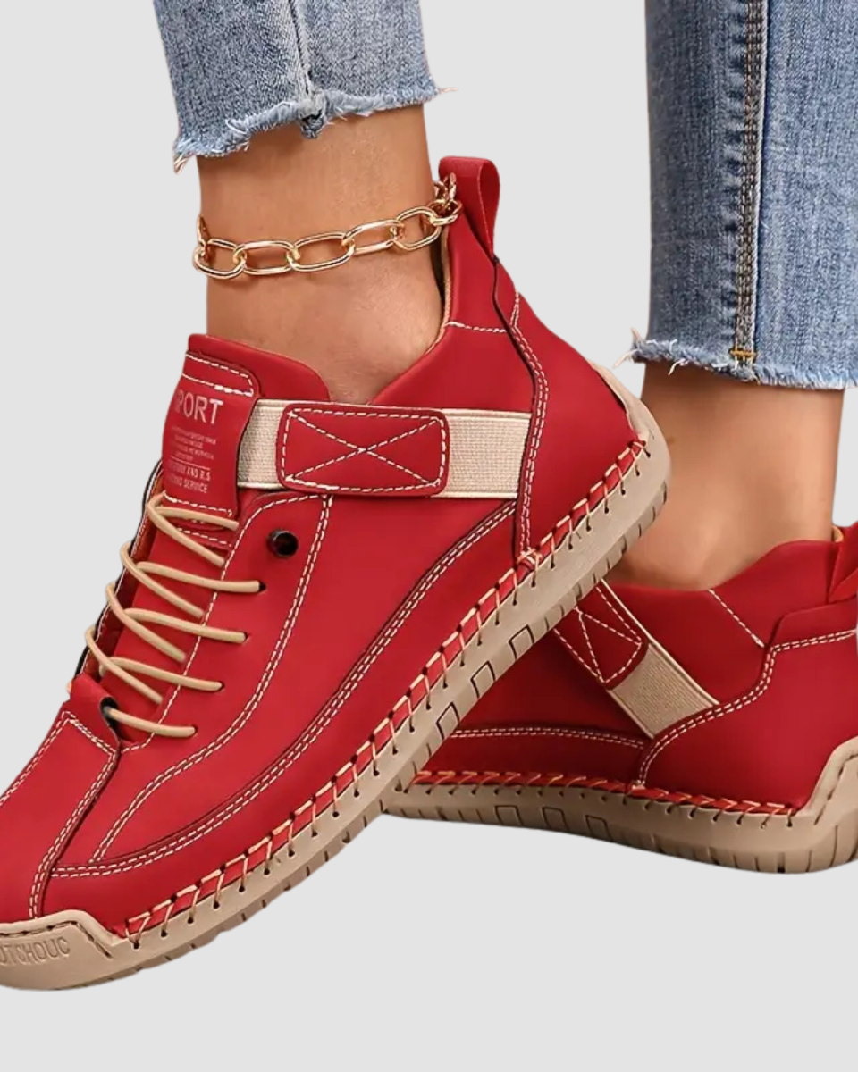 All-Day Comfort Sneakers with Ergonomic Support Red | DUUWE