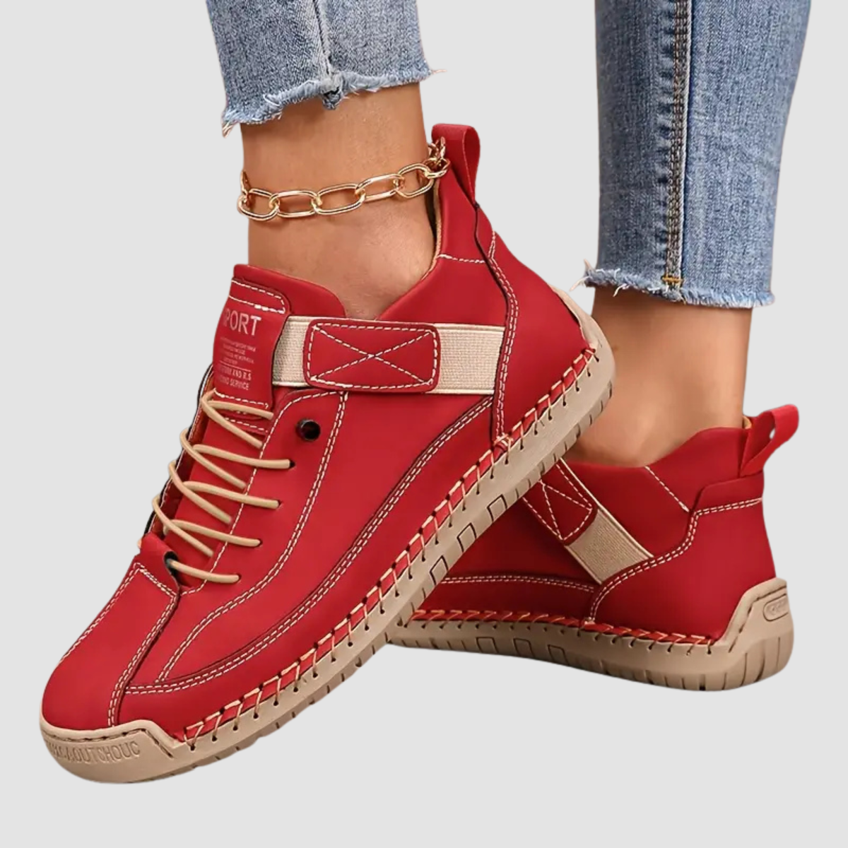 All-Day Comfort Sneakers with Ergonomic Support Red | DUUWE