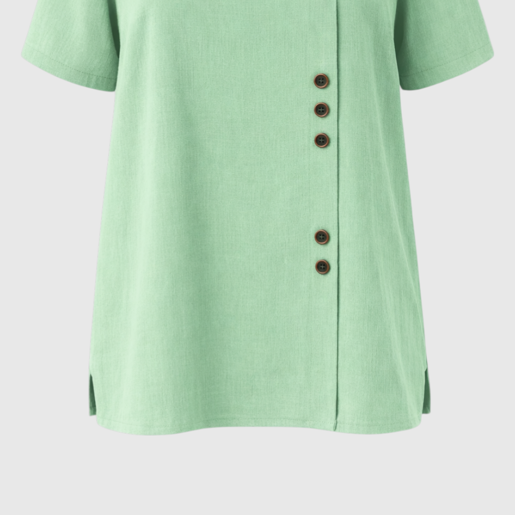 Women's Linen Button-Front Blouse - Lightweight, Breathable and