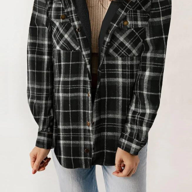 Women's Plaid Hooded Flannel Jacket