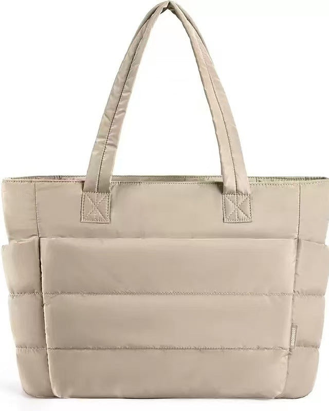 Chic Puffer Tote Bag with Padded Laptop Compartment
