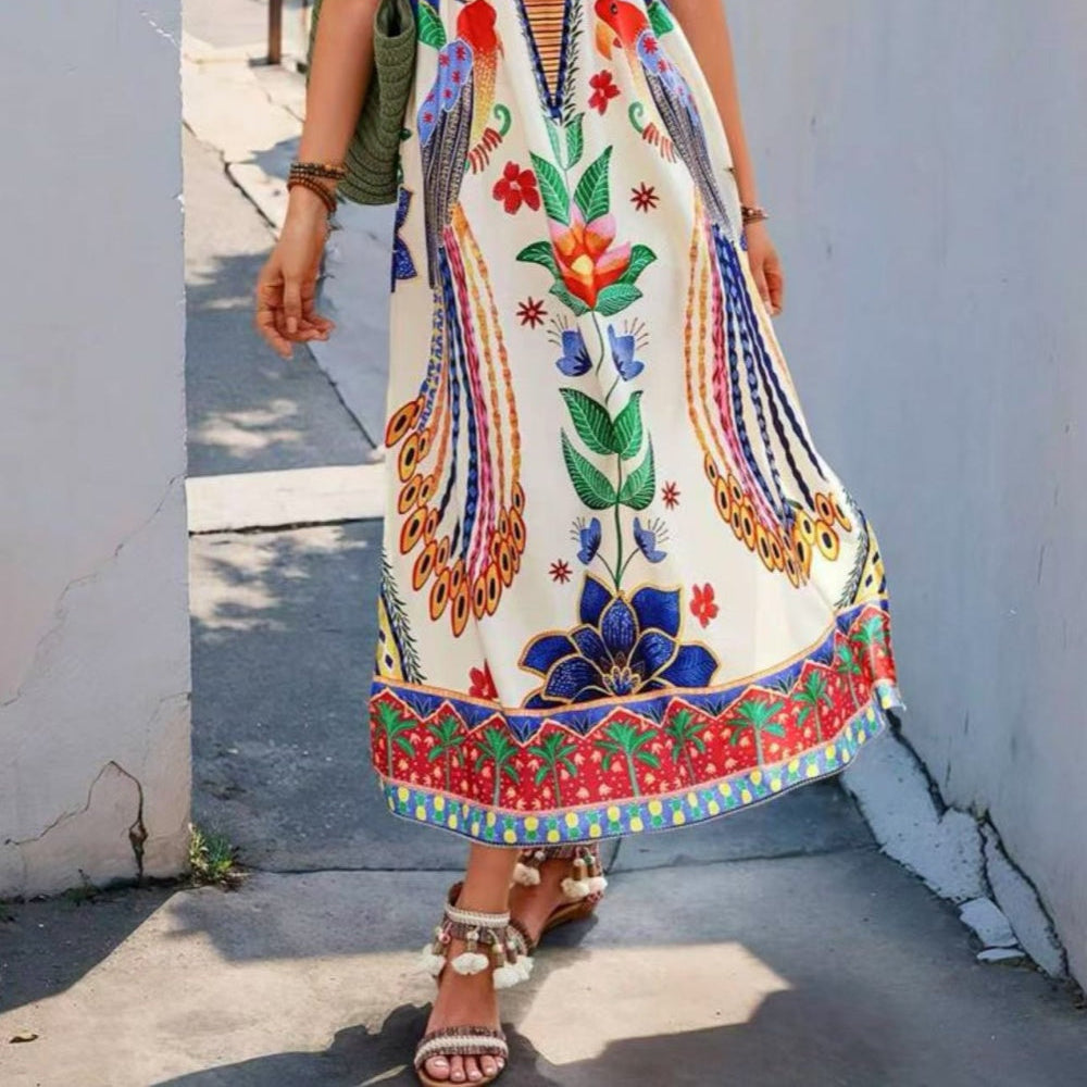 Women's Loose Abstract Print Maxi Dress