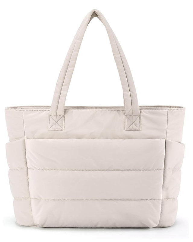 Chic Puffer Tote Bag with Padded Laptop Compartment