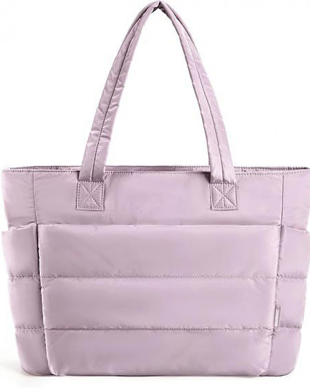 Chic Puffer Tote Bag with Padded Laptop Compartment