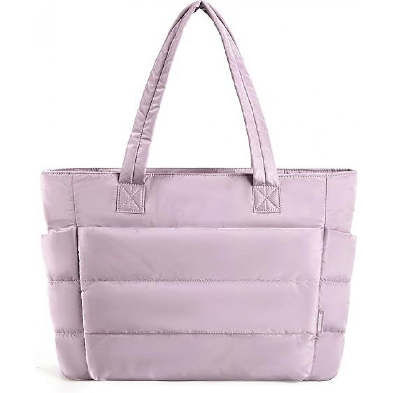 Chic Puffer Tote Bag with Padded Laptop Compartment