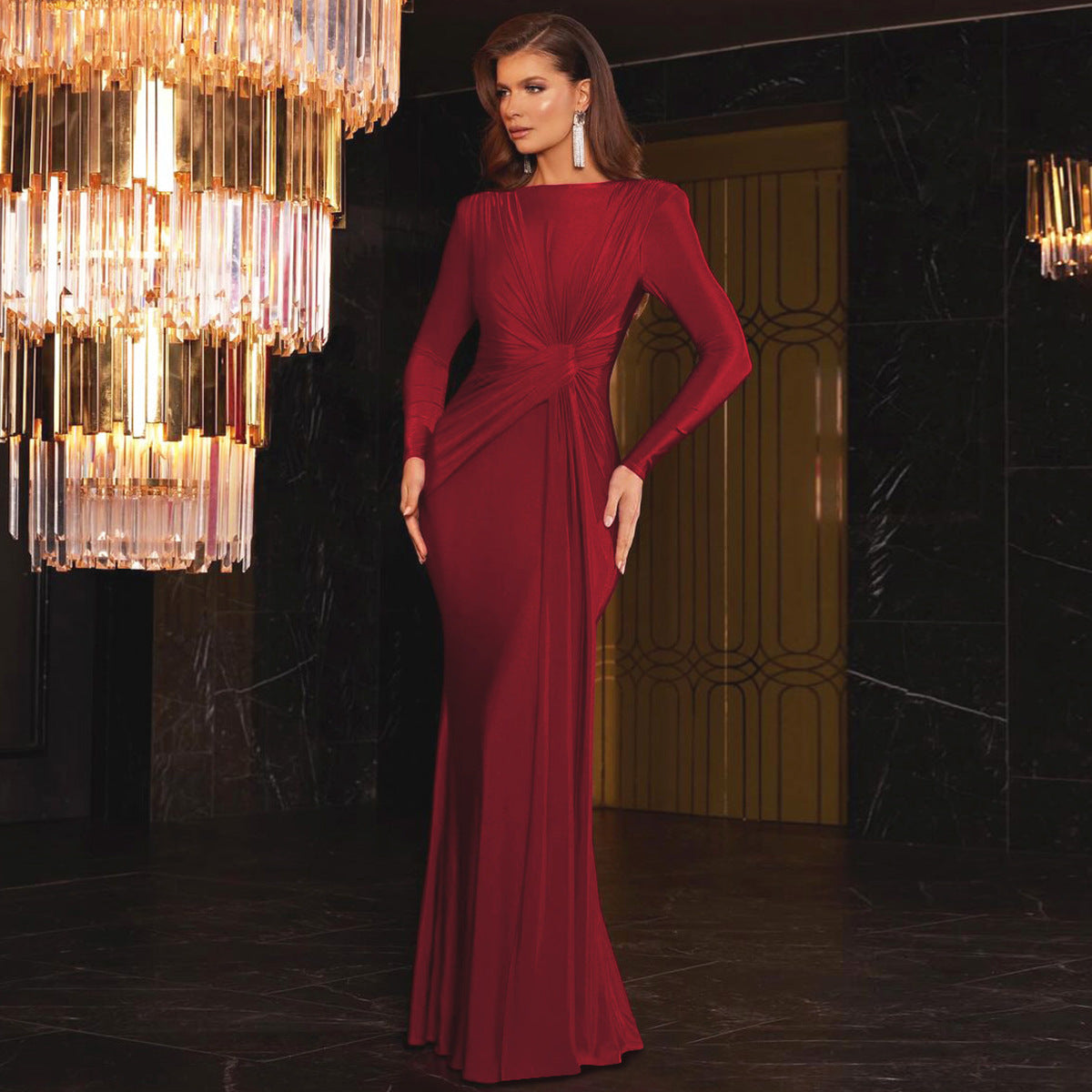 Women's Elegant Ruched Bodycon Dress