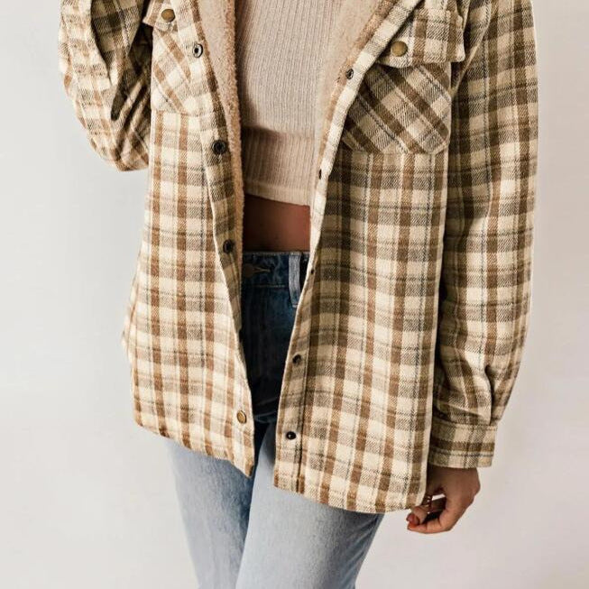 Women's Plaid Hooded Flannel Jacket