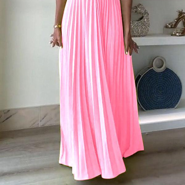 Timeless Simple Elegant Look Tube Dress with Pleats and Ribbon