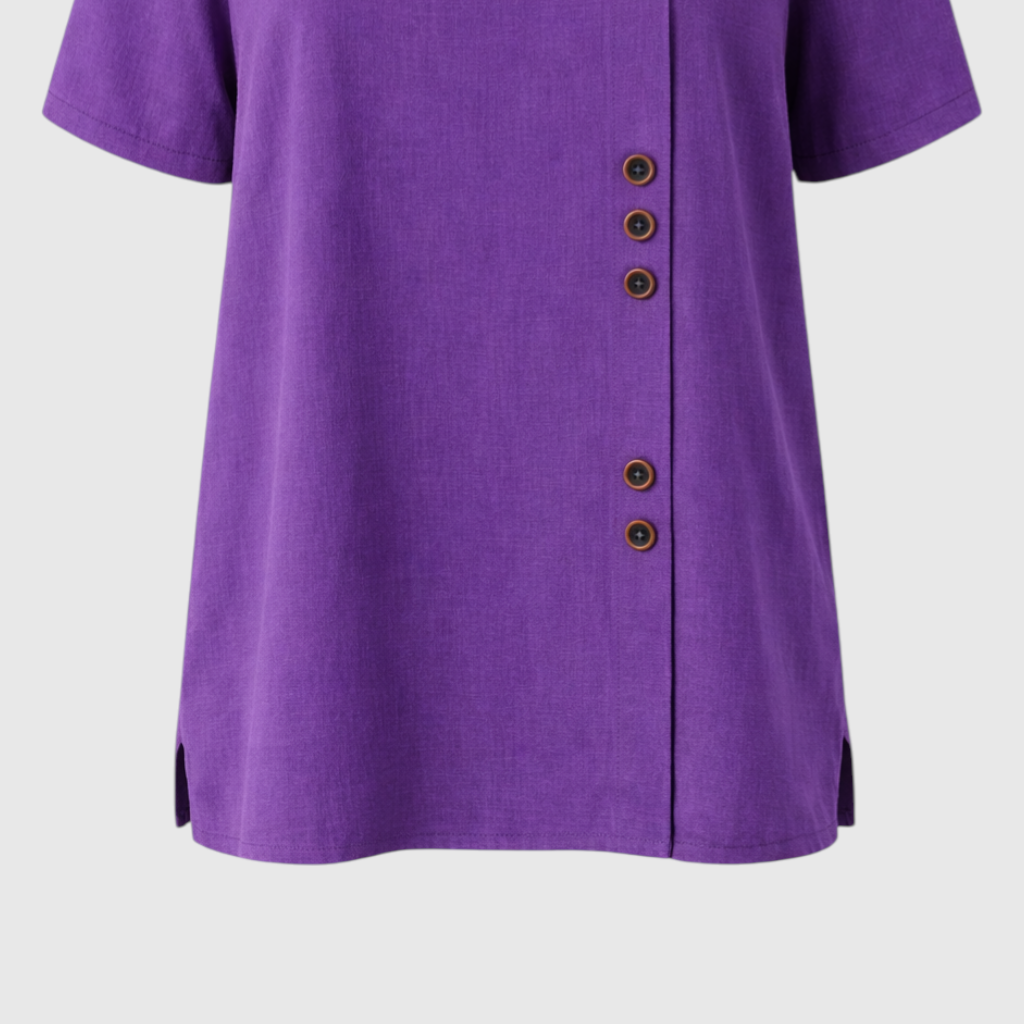 Elegant Women's Linen Blouse with Button-Front Closure
