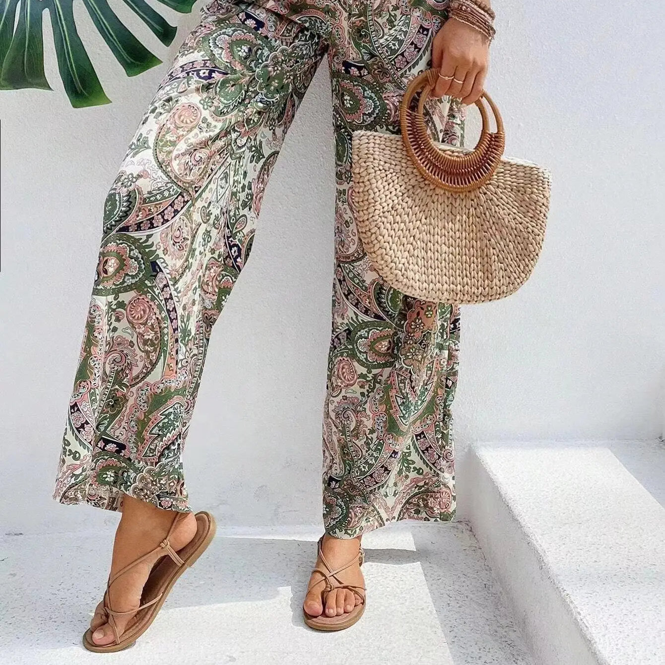 Women's Olivia Vintage-Print Wide-Leg Pants