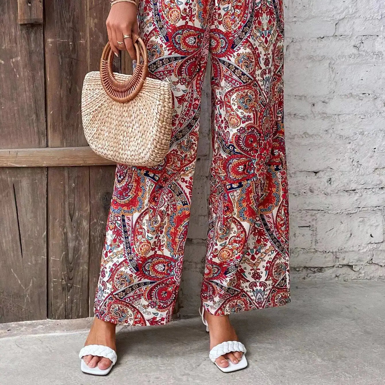 Women's Olivia Vintage-Print Wide-Leg Pants
