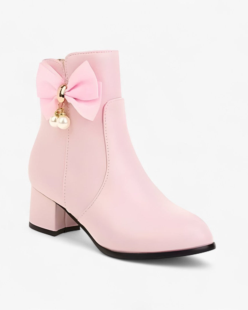 Chic Bow-Detail Ankle Boots with Heel — Available in Extended Sizes