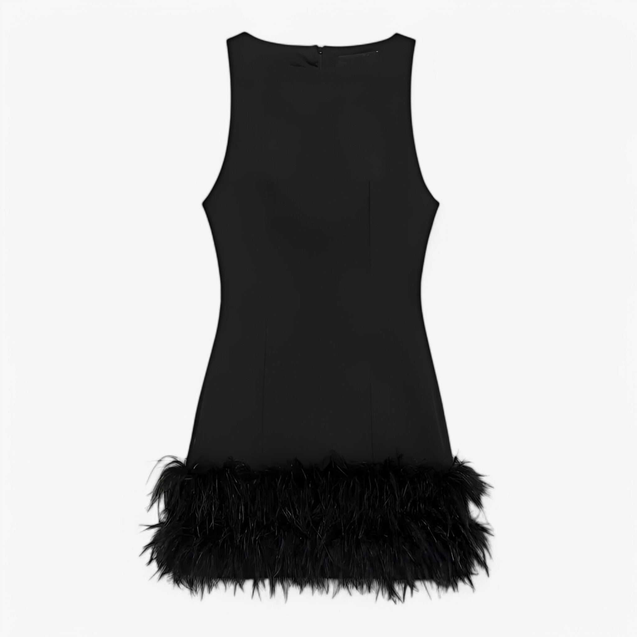 Women's Feathered Mini Dress — Bold Elegance for a Glamorous Evening