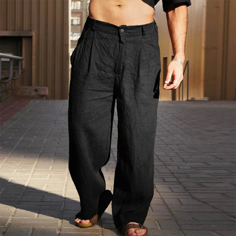 Men's Effortless Wide-Leg Linen Pants