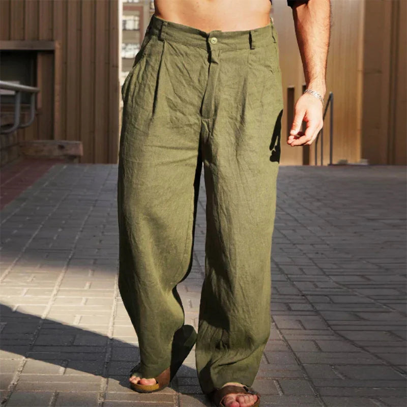 Men's Effortless Wide-Leg Linen Pants