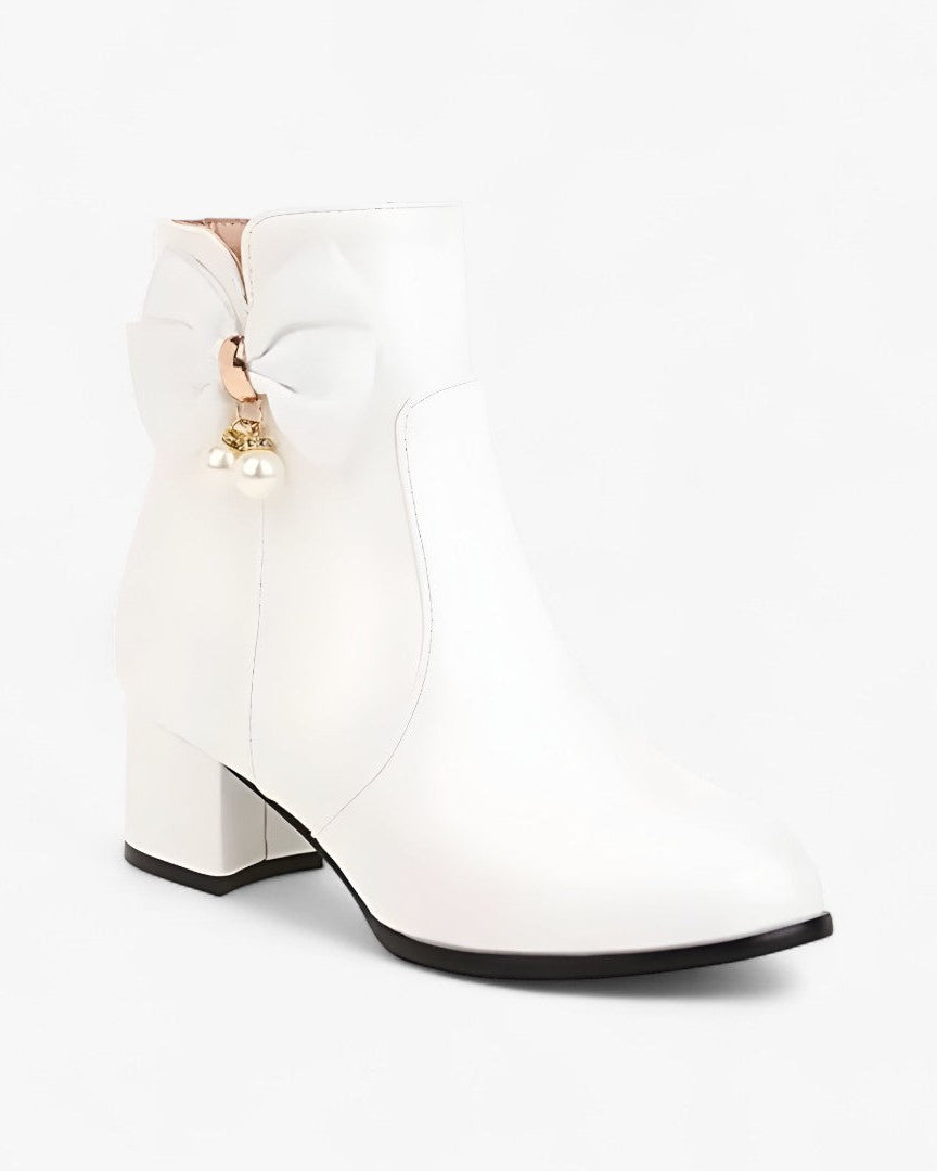 Chic Bow-Detail Ankle Boots with Heel — Available in Extended Sizes