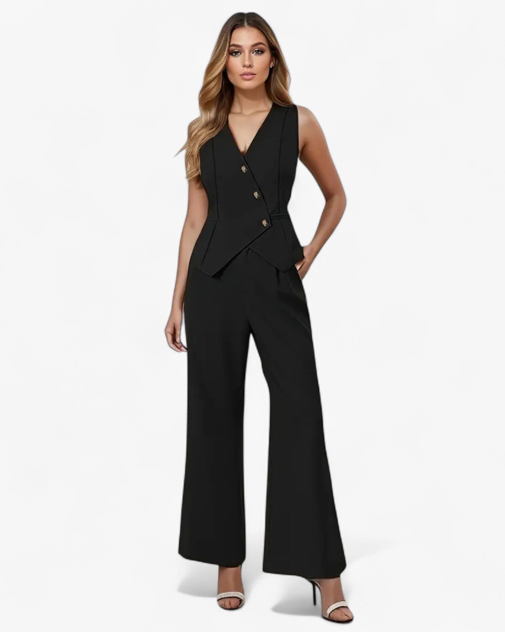 Anika – Ærmeløs jakkesæt til ubesværet elegance - Sort - women's fashion - {{ product_tags }