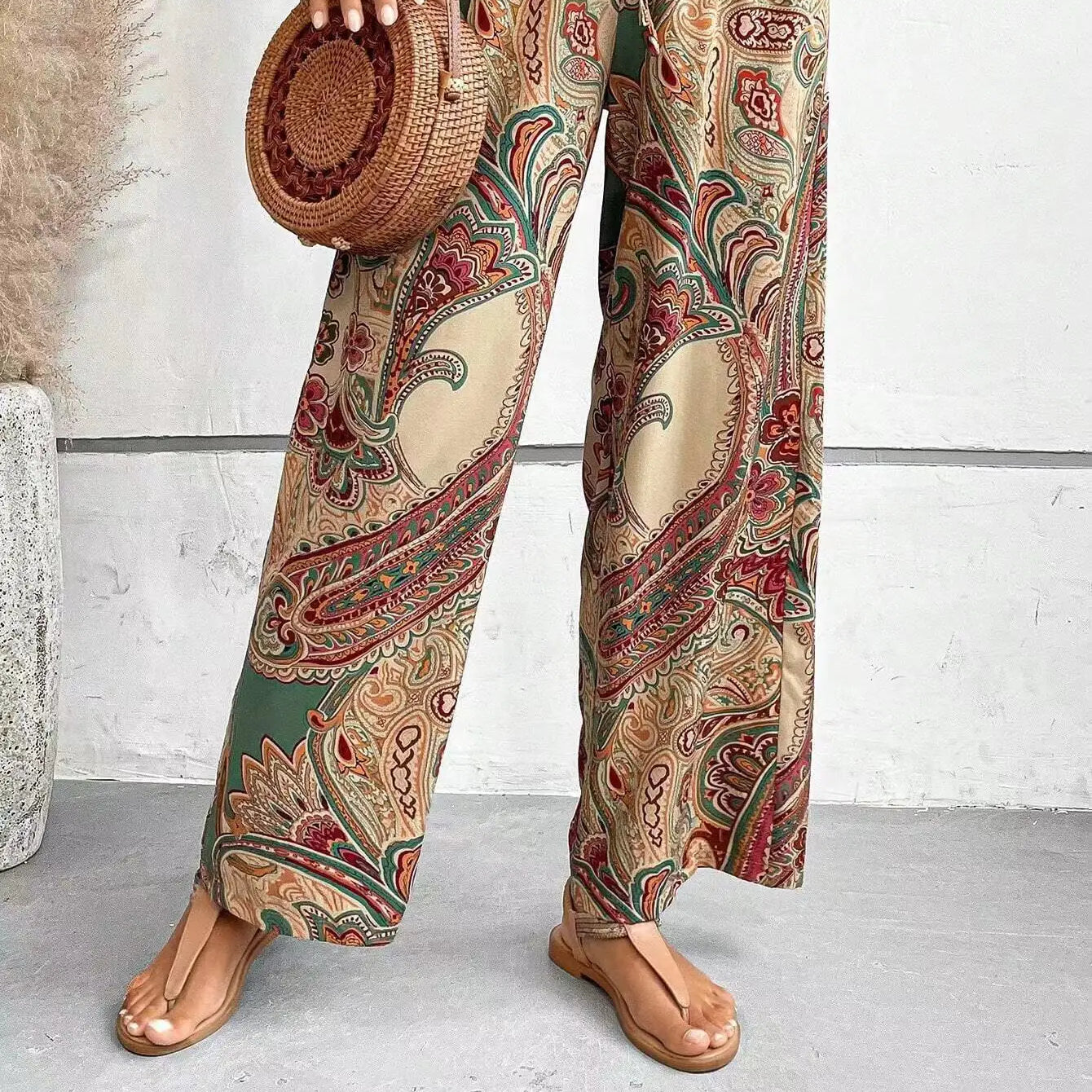 Women's Olivia Vintage-Print Wide-Leg Pants