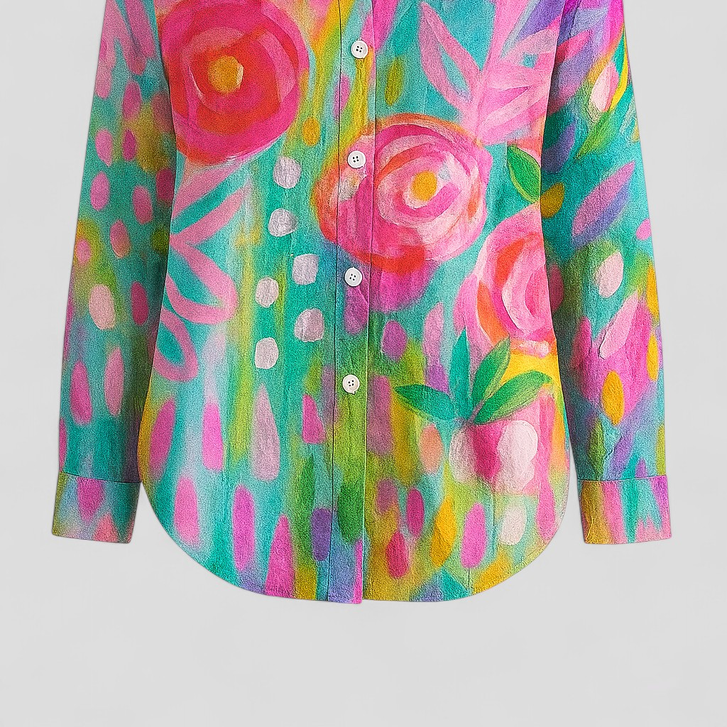 Women's Blouse with a Bold, One-of-a-Kind Colorful Print