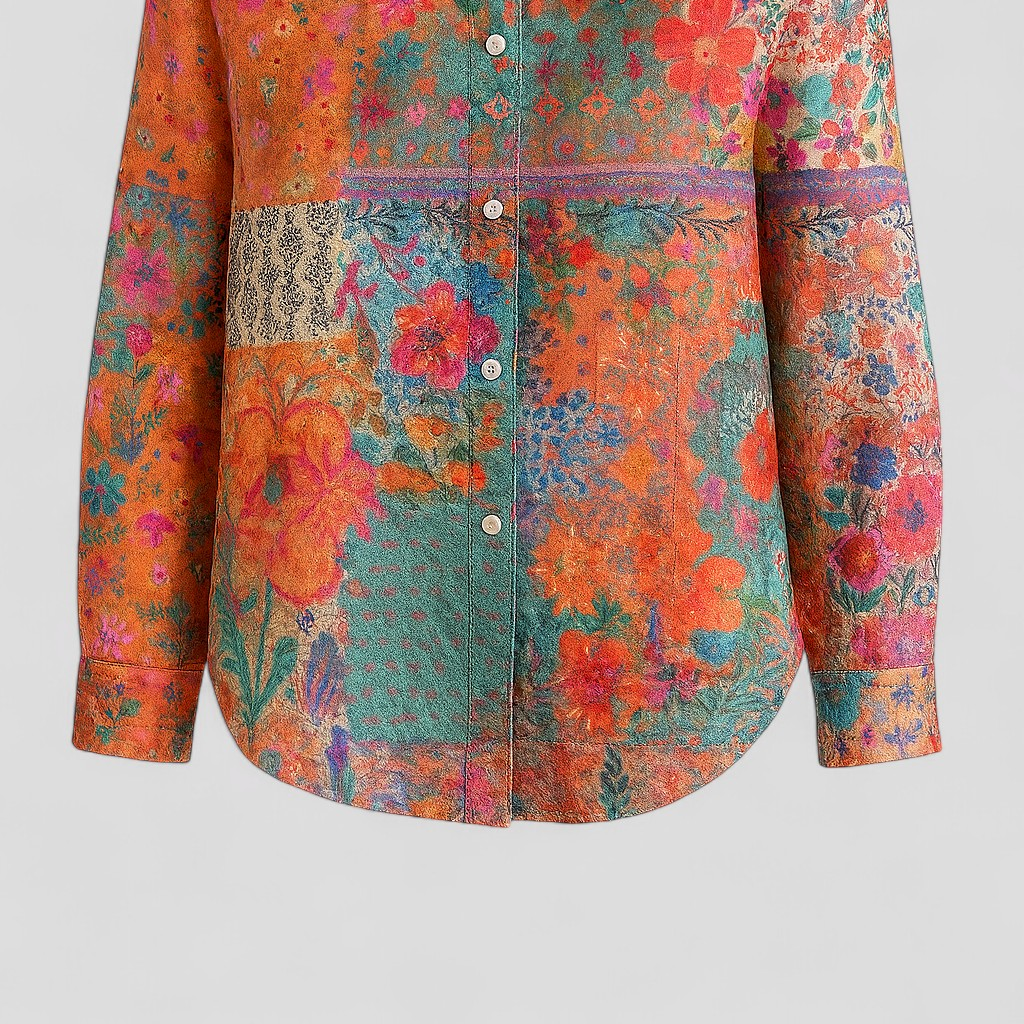 Women's Blouse with a Bold, One-of-a-Kind Colorful Print