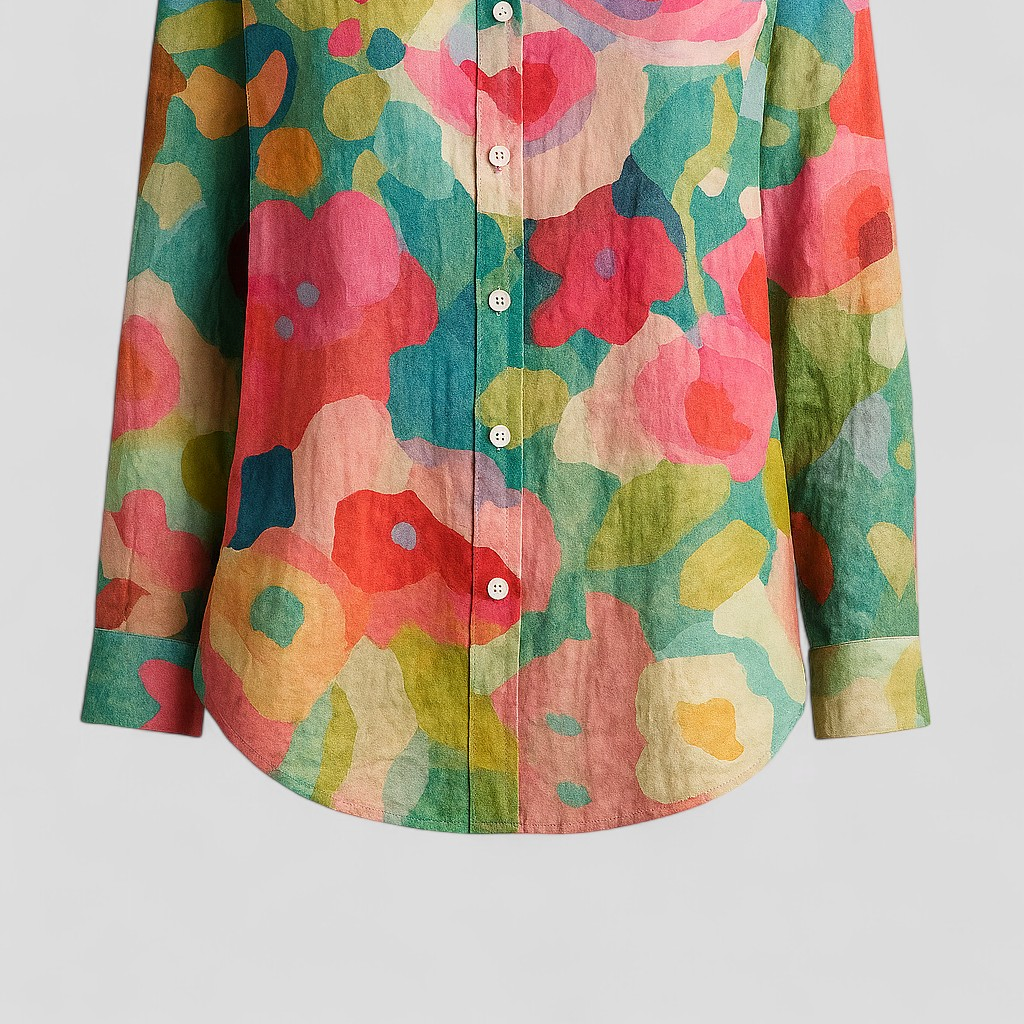 Women's Blouse with a Bold, One-of-a-Kind Colorful Print
