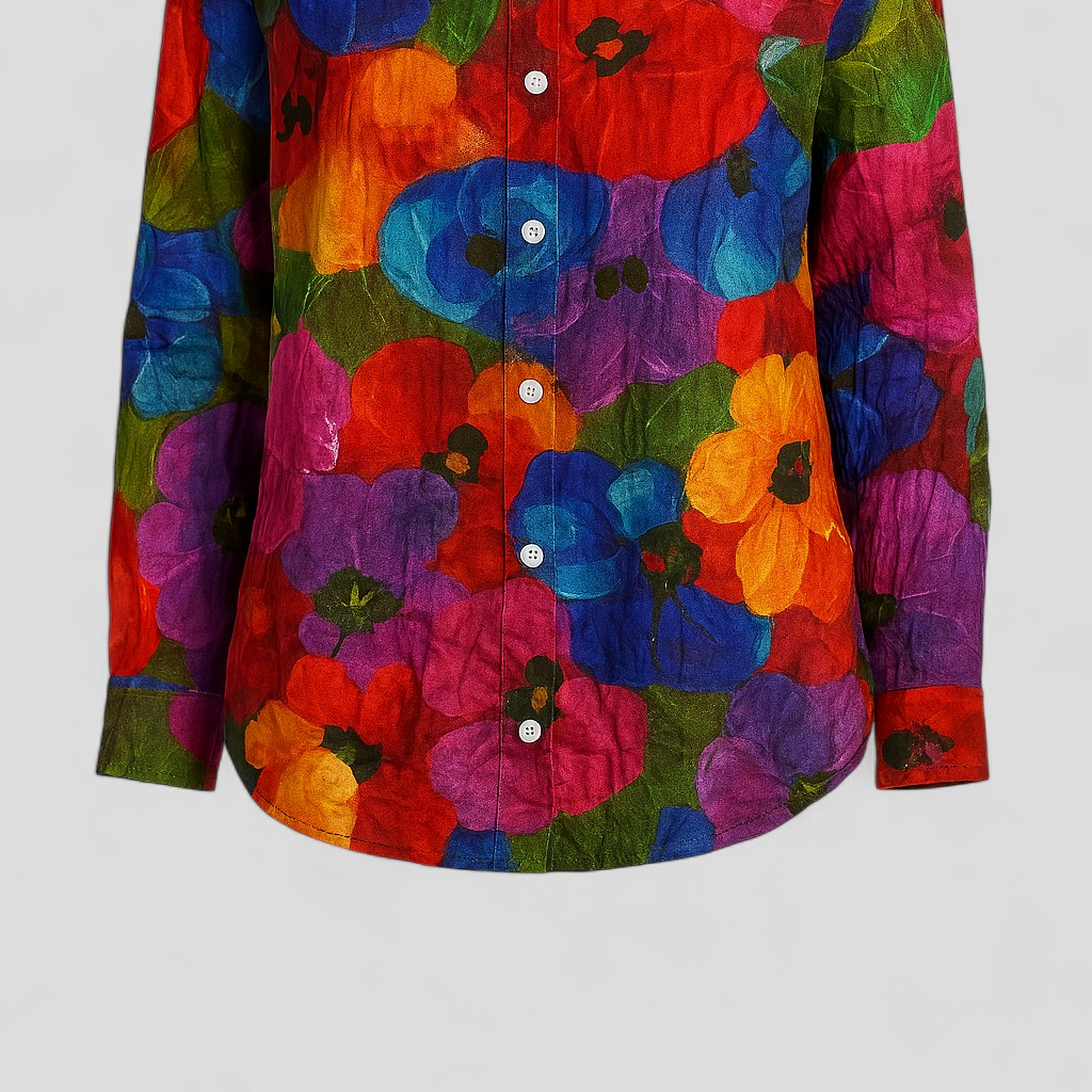 Women's Blouse with a Bold, One-of-a-Kind Colorful Print