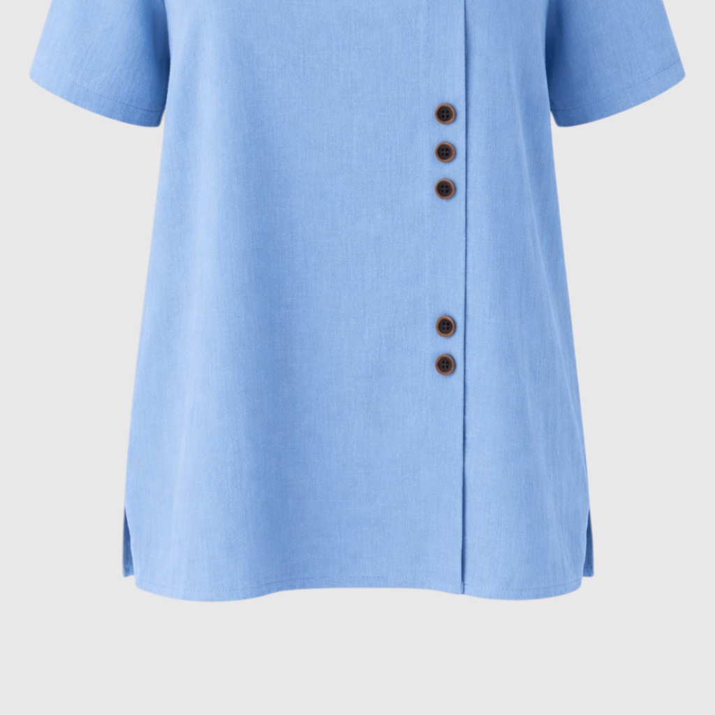 Women's Linen Button-Front Blouse - Lightweight, Breathable and
