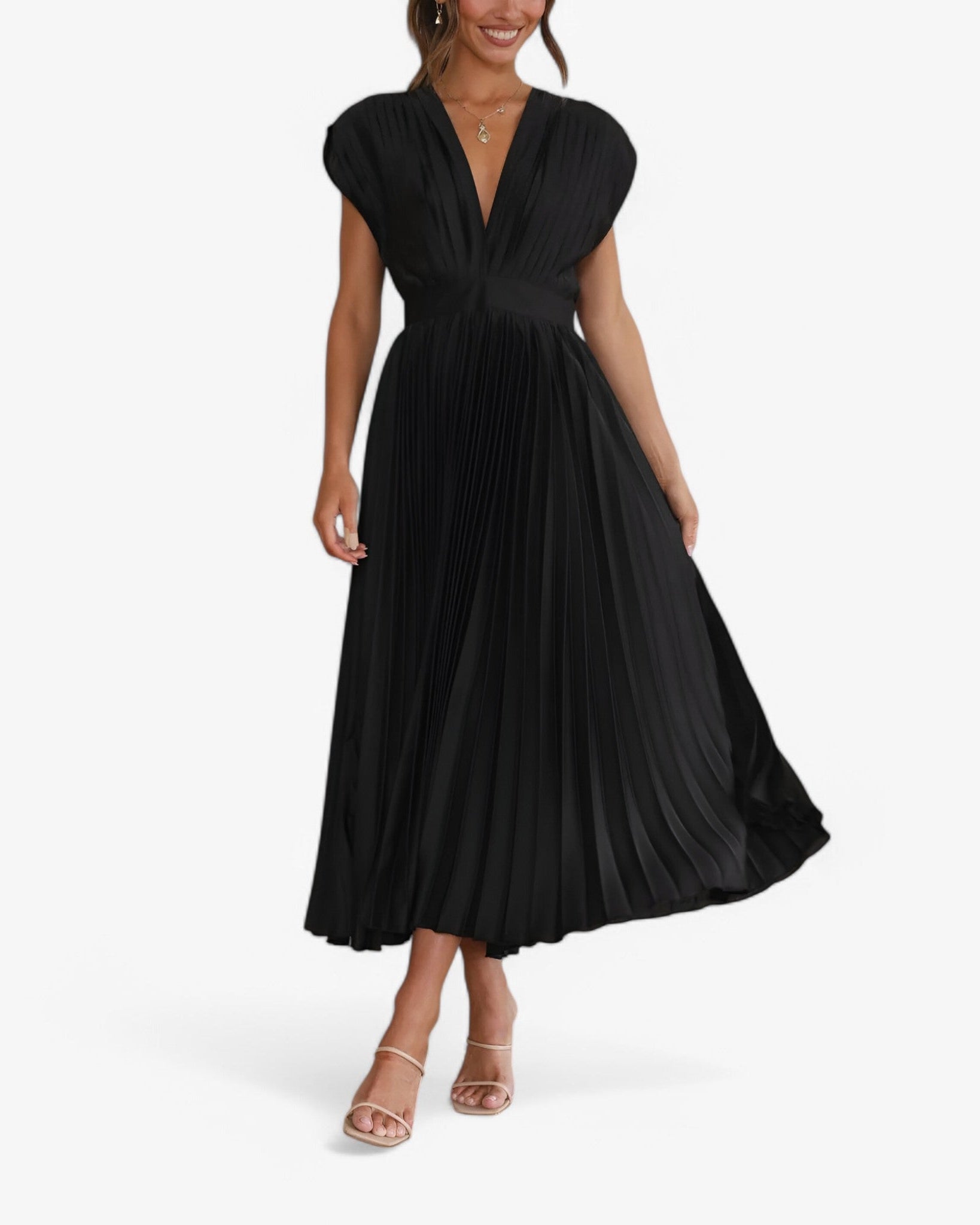 Chic Maxi Pleated Dress - Elegant, Comfortable, and Flattering
