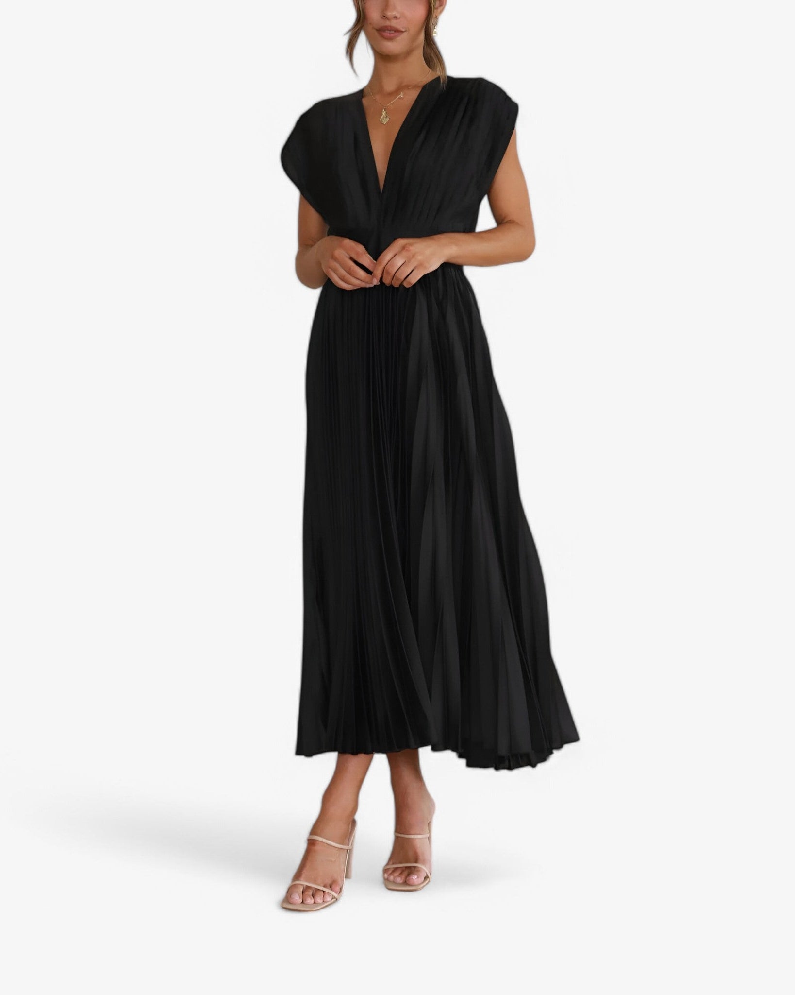 Chic Maxi Pleated Dress - Elegant, Comfortable, and Flattering