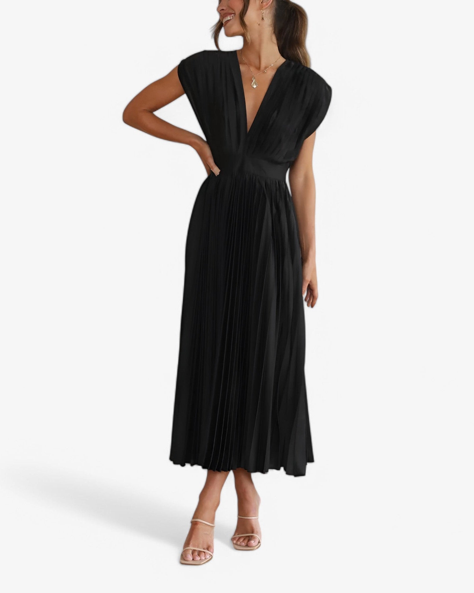 Chic Maxi Pleated Dress - Elegant, Comfortable, and Flattering