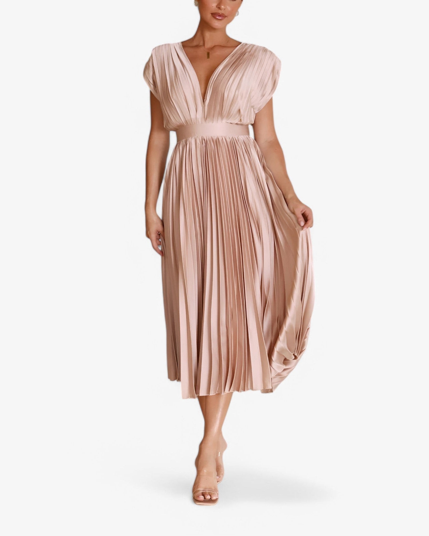 Chic Maxi Pleated Dress - Elegant, Comfortable, and Flattering