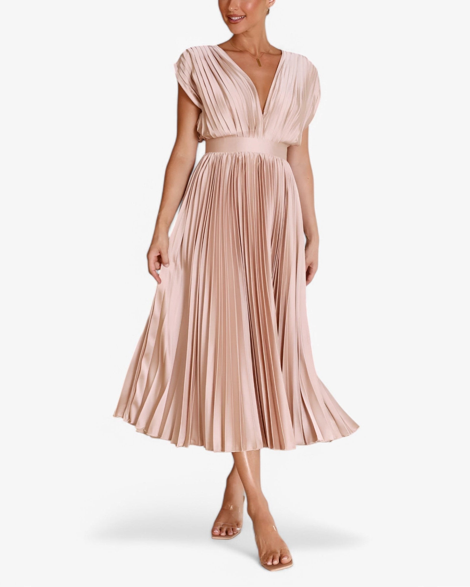 Chic Maxi Pleated Dress - Elegant, Comfortable, and Flattering