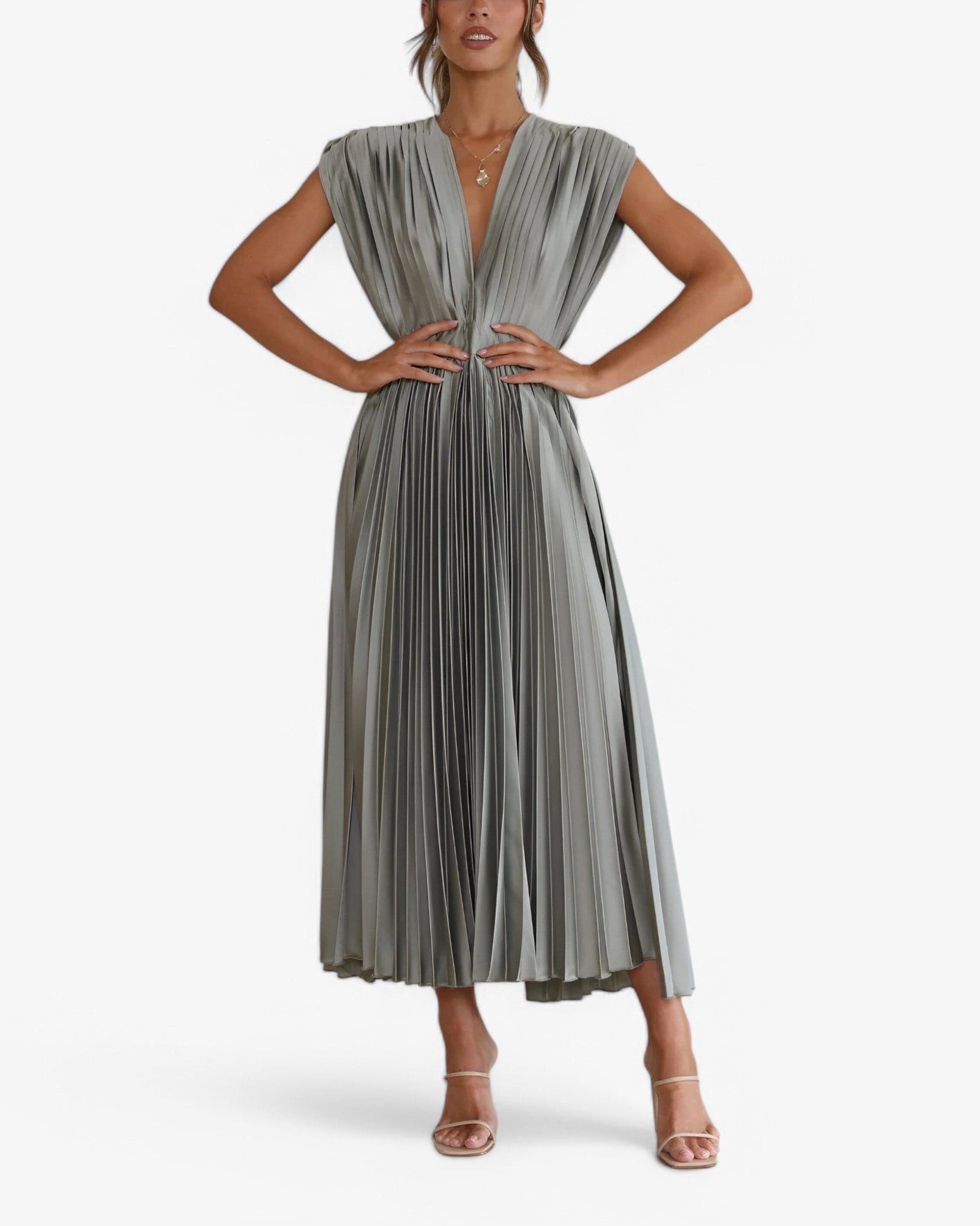 Chic Maxi Pleated Dress - Elegant, Comfortable, and Flattering