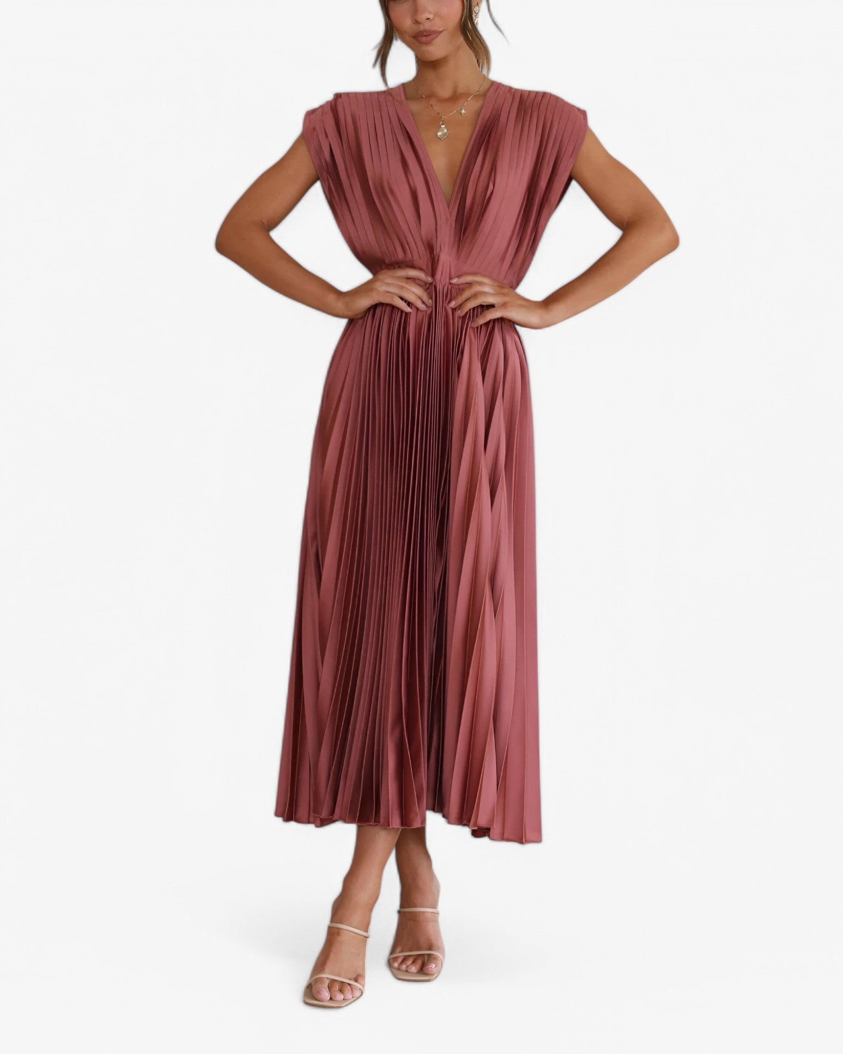 Chic Maxi Pleated Dress - Elegant, Comfortable, and Flattering