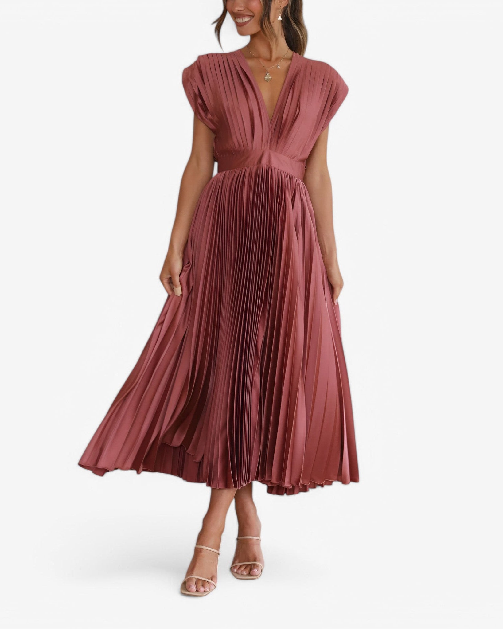 Chic Maxi Pleated Dress - Elegant, Comfortable, and Flattering