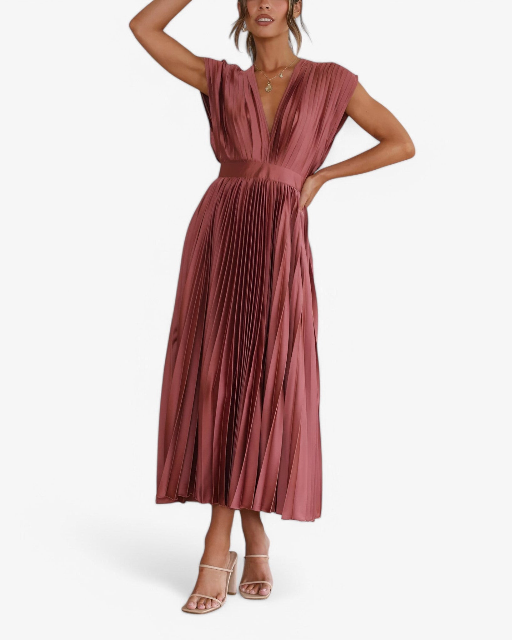 Chic Maxi Pleated Dress - Elegant, Comfortable, and Flattering