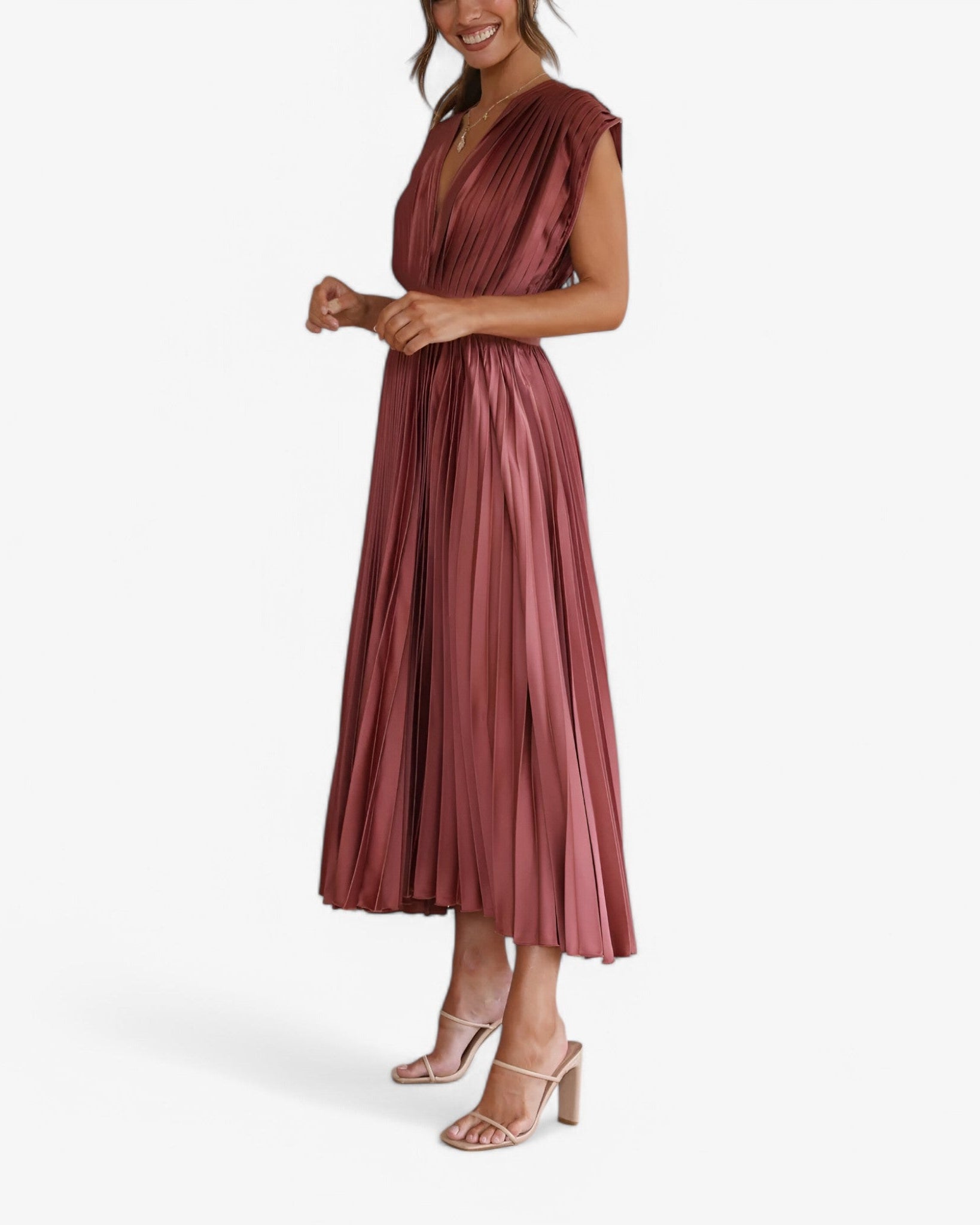 Chic Maxi Pleated Dress - Elegant, Comfortable, and Flattering